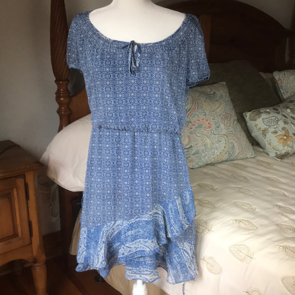 - EDC Blue Print Peasant Dress Size 40 (Large)